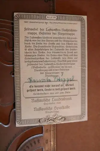 tolles altes Sammelbild Soldaten Luftwaffe - Nassauische Landesbank selten ??