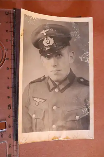 tolles altes Foto - Portrait eines Soldaten Schirmmütze (2)