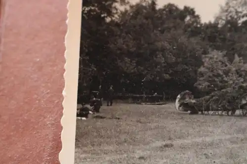 tolles altes Foto - getarntes Jagdflugzeug am Waldrand