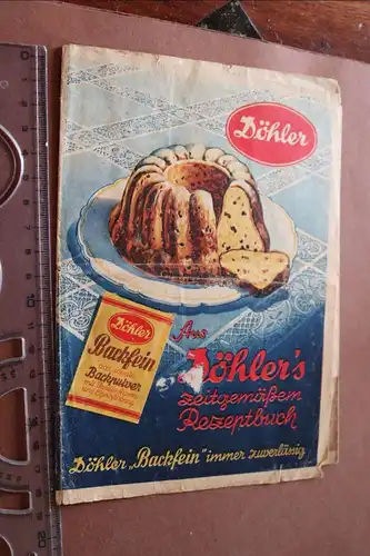 tolles altes Werbeblatt  Firma Döhler Backzutaten - mit Rezepte  20-30er Jahre