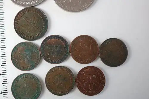 10  alte Münzen  Deutschland  - Pfennige und zwei Mark Stücke