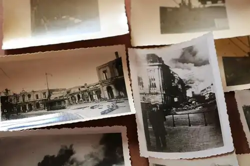 22 alte Fotos- Soldaten , zerst. Spähwagen, Zerstörtes Rotterdam - Niederlande