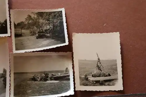 sechs alte Fotos- Soldaten  zerstörte Technik, Panzer -  Bjaresina Russland 1940