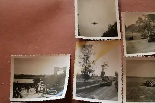 sechs alte Fotos- Soldaten  zerstörte Technik, Panzer -  Bjaresina Russland 1940