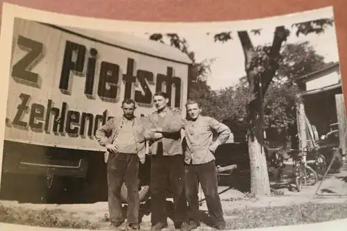 tolles altes Foto - drei Männer und Anhänger - Pietsch Zehlendorf