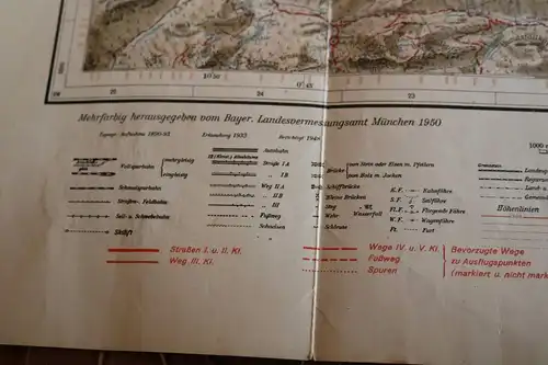 tolle alte Wanderkarte - Oberammergau 1950