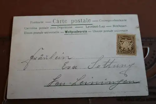 tolle alte Karte Gruß aus Feu - Leiningen ???? Neu -Leinigen ?  1901