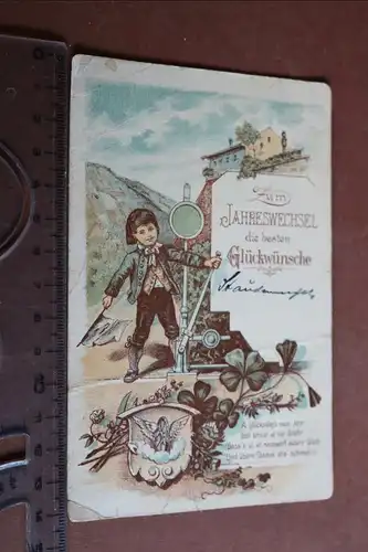 tolle alte Karte - Glückwünsche Jahreswechsel  1903  Reichsbahn Emblem 