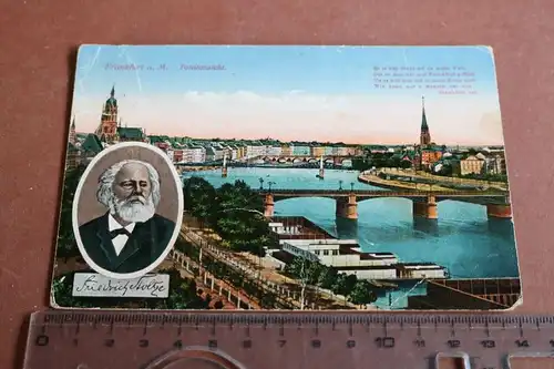 tolle alte Karte - Frankfurt am Main mit Portrait Friedrich Stoltze 1920