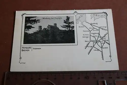 tolle alte Karte - Wartburg bei Eisenach - Karte der Deutschen Eisenbahn - 1920-