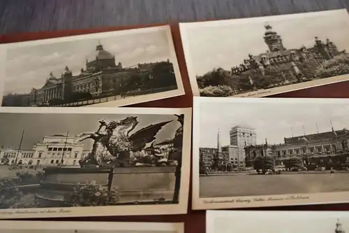 neun tolle alte Karten - Reichsmessestadt Leipzig  30-40er Jahre