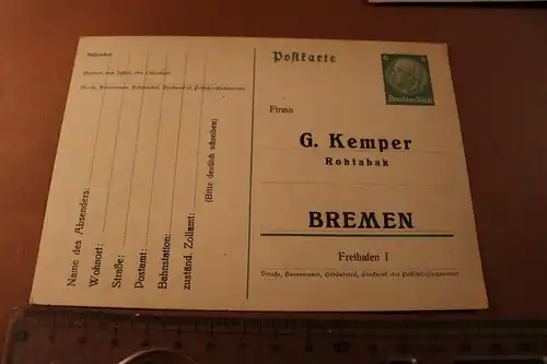 tolle alte Bestellkarte der Firma - G. Kemper Rohtabak - Bremen 1920-30 ??