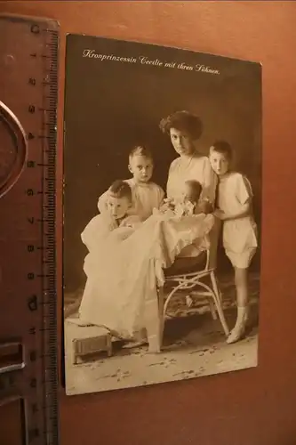 tolle alte Karte -  Kronprinzessin Cecilie mit ihren Söhnen 