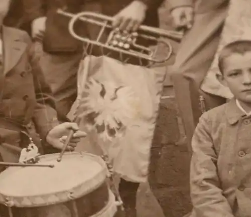 tolles altes Foto - Musikschule ??? Musikverein - Fahne mit Adler ?