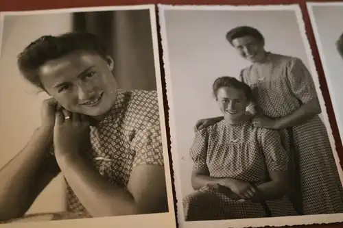 vier tolle alte Fotos - Portrait einer hübschen Frau und Schwester - 1945