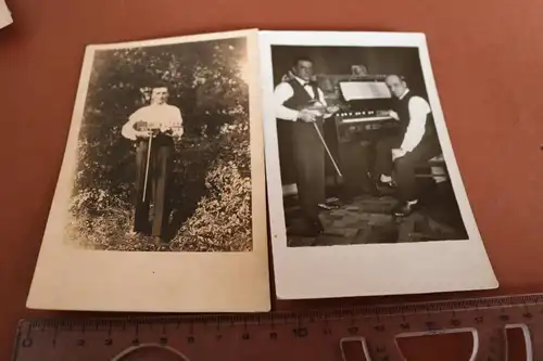 zwei tolle alte Fotos - junger Mann mit Geige - Geigenspieler - 1910-30 ?