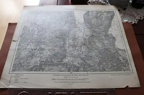 alte Karte des Deutschen Reiches Umdruckausgb. 650 Weilheim 1897