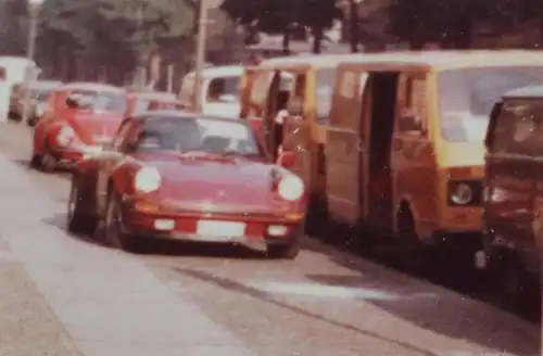 tolles altes Farbfoto - Porsche 911 - LKW´s usw.  80er Jahre