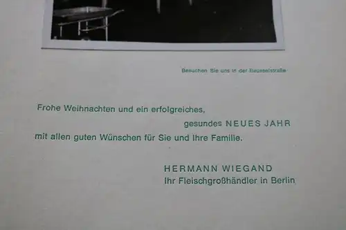alter Weihnachtsgruss Fleischgroßhändler H. Wiegand  Berlin  60er Jahre ?