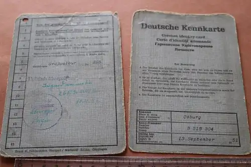 alte Kennkarte aus Coburg von einem Mann 1946 