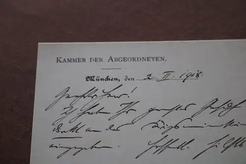 tolle alte Karte aus der Kammer der Abgeordneten , München 1918