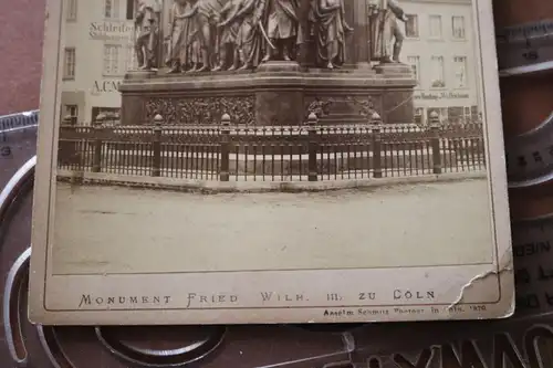 tolles altes Kabinettfoto - Denkmal Friedrich der III. in Köln - 1879