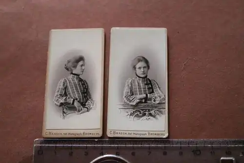 zwei tolle alte kleine CDV Fotos - Portrait einer Frau - Bromberg 1913