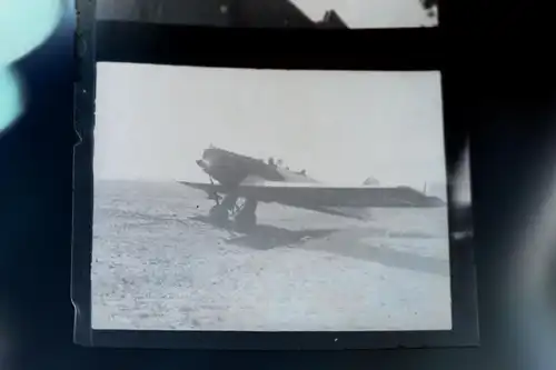 altes Doppelnegativ - Kirche und Flugzeug Junkers A20 ??? 30er Jahre ??