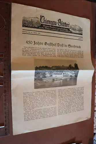 alte Zeitungsbeilage Chiemgauer Blätter - Januar 1954 