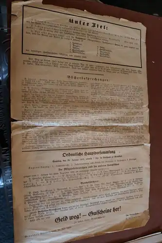 altes  Flugblatt Reichsgegenzinsbundes e.V. 1933 Flensburg