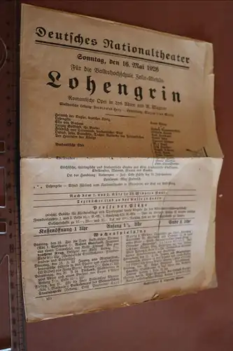 altes Programmblatt deutsches Nationaltheater Weimar mit Werbung 1926