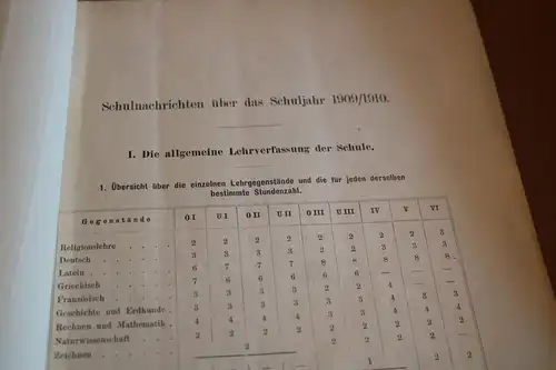 alter Jahresbericht Köngl. Gymnasium zu Wiesbaden - 1909/1910
