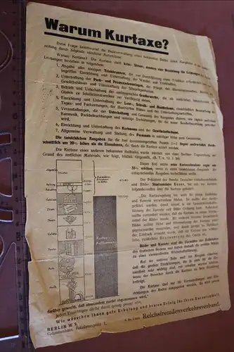 tolles altes Blatt - Warum Kurtaxe ? - Reichsfremdenverkehrsverband Berlin 30er