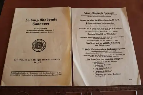 altes Heftchen + Zusatzblatt - Vorlesungen  1941/42  der Leibnitz-Akademie Hanno