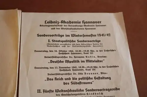 altes Heftchen + Zusatzblatt - Vorlesungen  1941/42  der Leibnitz-Akademie Hanno