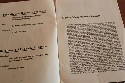 altes Heftchen + Zusatzblatt - Vorlesungen  1941/42  der Leibnitz-Akademie Hanno