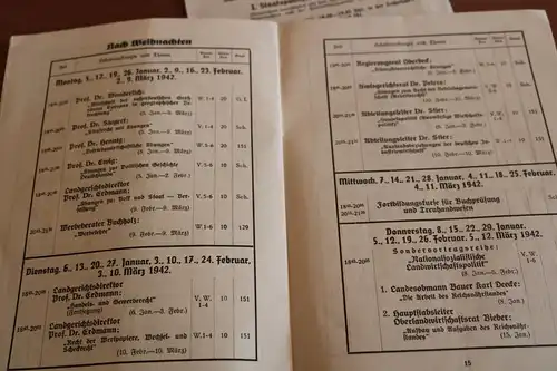 altes Heftchen + Zusatzblatt - Vorlesungen  1941/42  der Leibnitz-Akademie Hanno