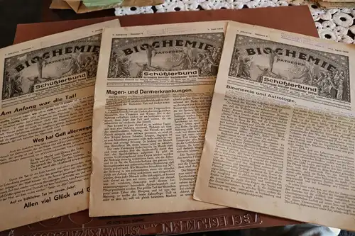drei alte Zeitungen ? Biochemie Ratgeber Schüßlerbund 1932 