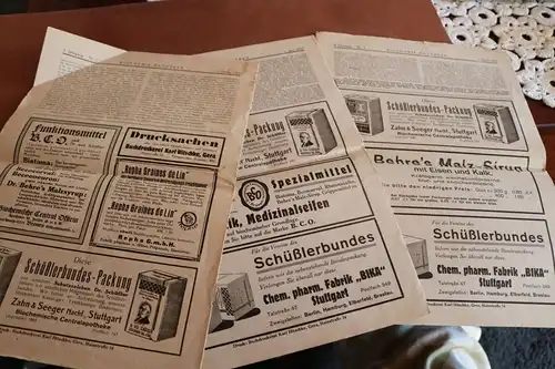 drei alte Zeitungen ? Biochemie Ratgeber Schüßlerbund 1932 