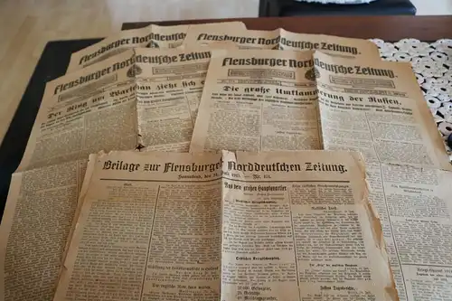 vier  alte Zeitungen Flensburger Norddeutsche Zeitung 1915