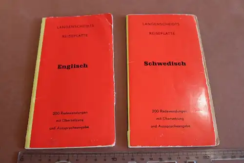 zwei Heft für Langenscheidts Reiseschallplatten Englisch und Schwedisch 50-60er 