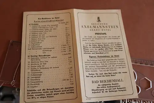tolle alte Preisliste Axelmannstein Grand-Hotel - Bad Reichenhall 30er Jahre ???