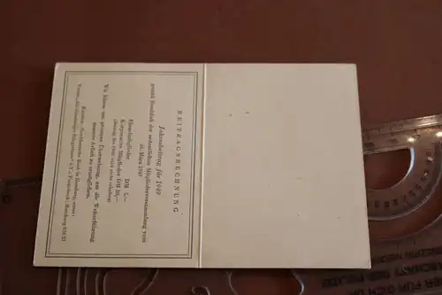 alte Mitgliedskarte - Verein Alt-Hanburger Bürgerhaus e.v. 1949 