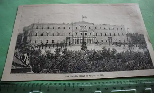 alter Ausschnitt - Das königliche Schloß in Athen 1880-1890