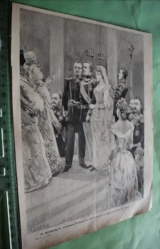 alter Ausschnitt - Heirat Kronprinz von Griechenland u. Prinzessin von Preussen 