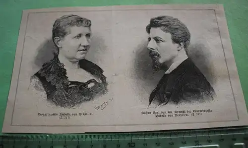 alter Ausschnitt - Portrait Kronprinzessin Isabella von Brasilien u. Gemahl 