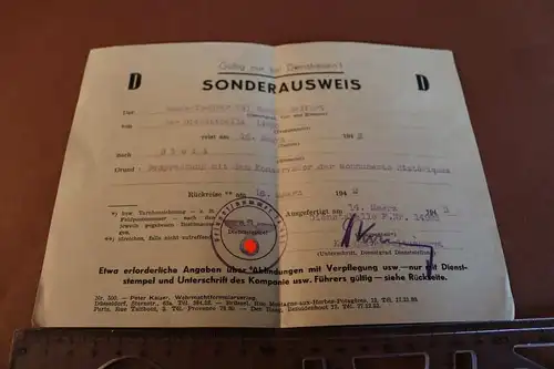 interessanter alter Sonderausweis Dienstreise - Monnuments Historiques  1942