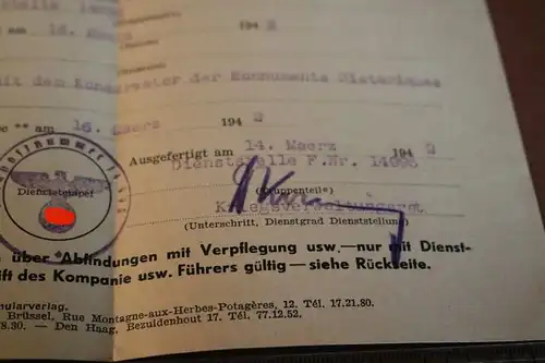 interessanter alter Sonderausweis Dienstreise - Monnuments Historiques  1942