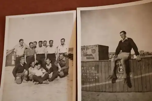 vier alte Fotos deutsche Soldaten - POW Camp Afrika ? 1946