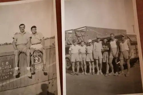 vier alte Fotos deutsche Soldaten - POW Camp Afrika ? 1946